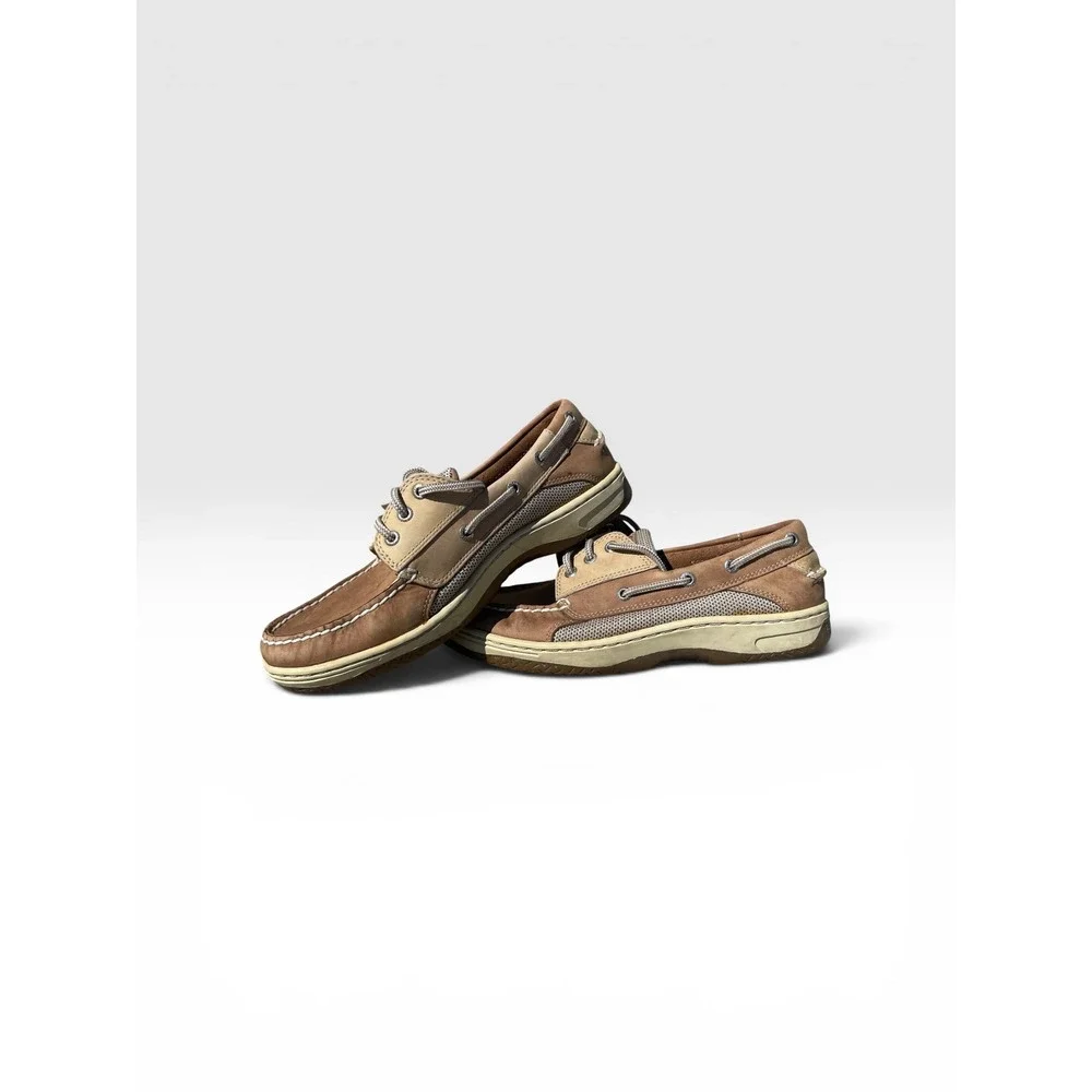 Sperry Top-Sider Brown Leather Mesh Boat Shoes Mens 10M Contour System 0195123